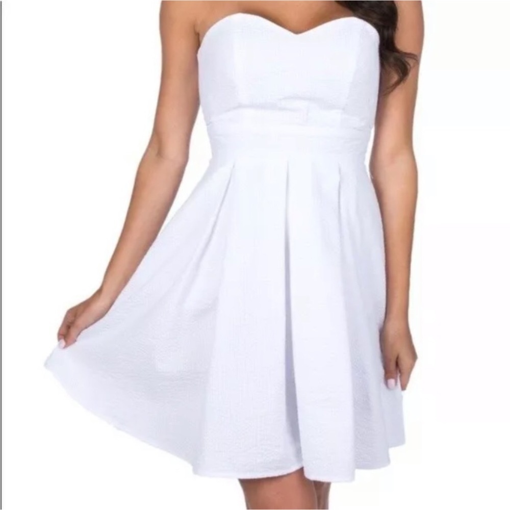 Lauren James The Corbin Dress in White Seersucker NEW